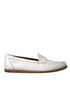 Dolce & Gabbana White Leather Slip On Mocassin Loafers Shoes